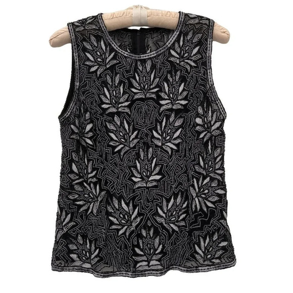 Beaded Silk Sleeveless Top